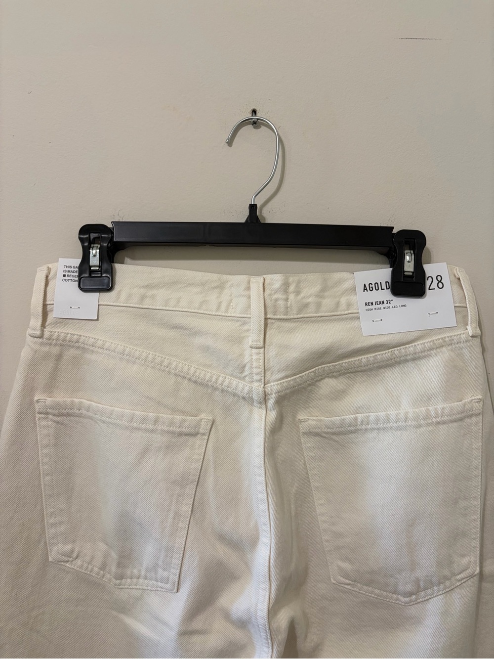 AGOLDE REn Jeans 32” Classic High-Rise Wide-Leg Jeans in White FORTUNE COOKIE - Picture 10 of 11